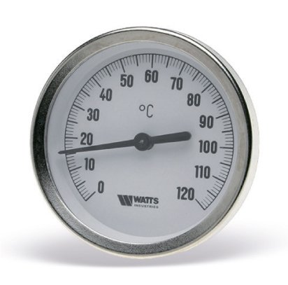 Термометр биметаллический F+R801 OR 63mm 0-120C, гильза 50 мм Watts 10005800