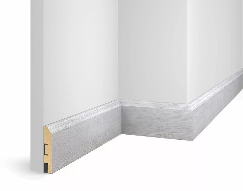 Плинтус COSCA DECOR WP07 экошпон, дуб старинный серый, 80x16x2400 мм, МДФ СПБ103729