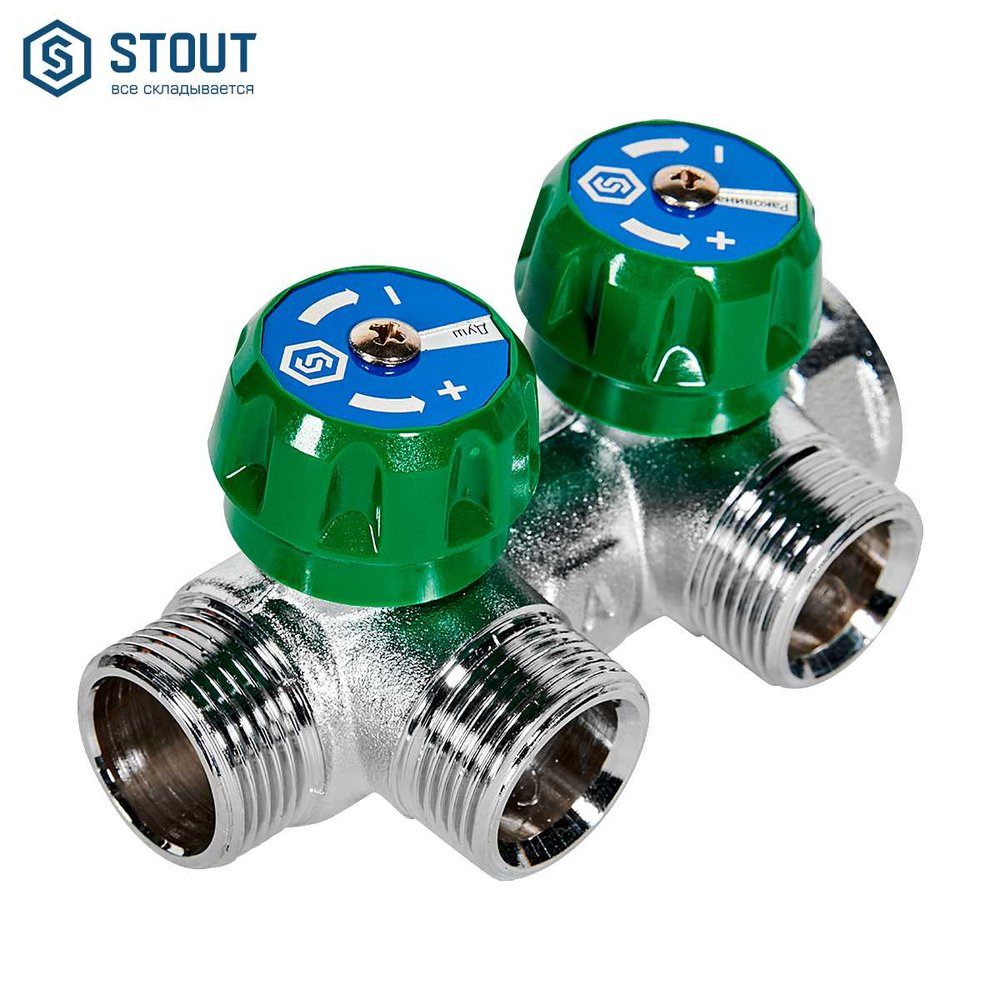 Регулирующий коллектор STOUT 3/4, 2 отвода 3/4ЕК SMB-6850-343402 RG008UJF3O1AHM