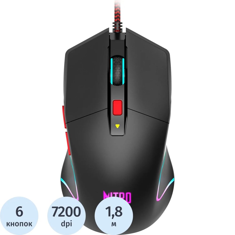 Мышь компьютерная Acer Nitro OMW301 черный оптическая 7200dpi/6but USB