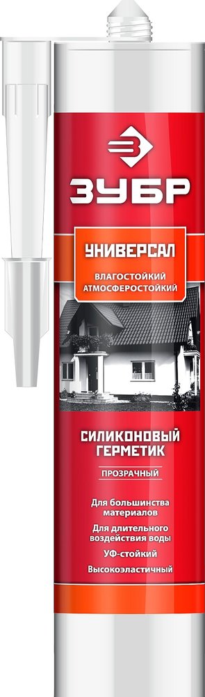 Универсальный силиконовый герметик ЗУБР Эксперт 280 мл прозрачный 41233-2