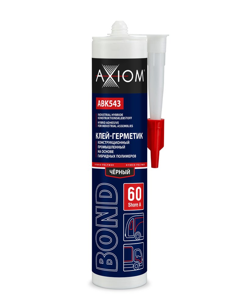 Конструкционный клей-герметик AXIOM промышленный на основе гибридных полимеров, Шор А 60, цвет черный ABK543