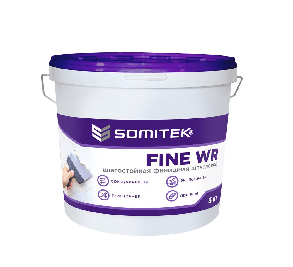 Влагостойкая финишная шпатлевка SOMITEK fine wr 5 кг 36009
