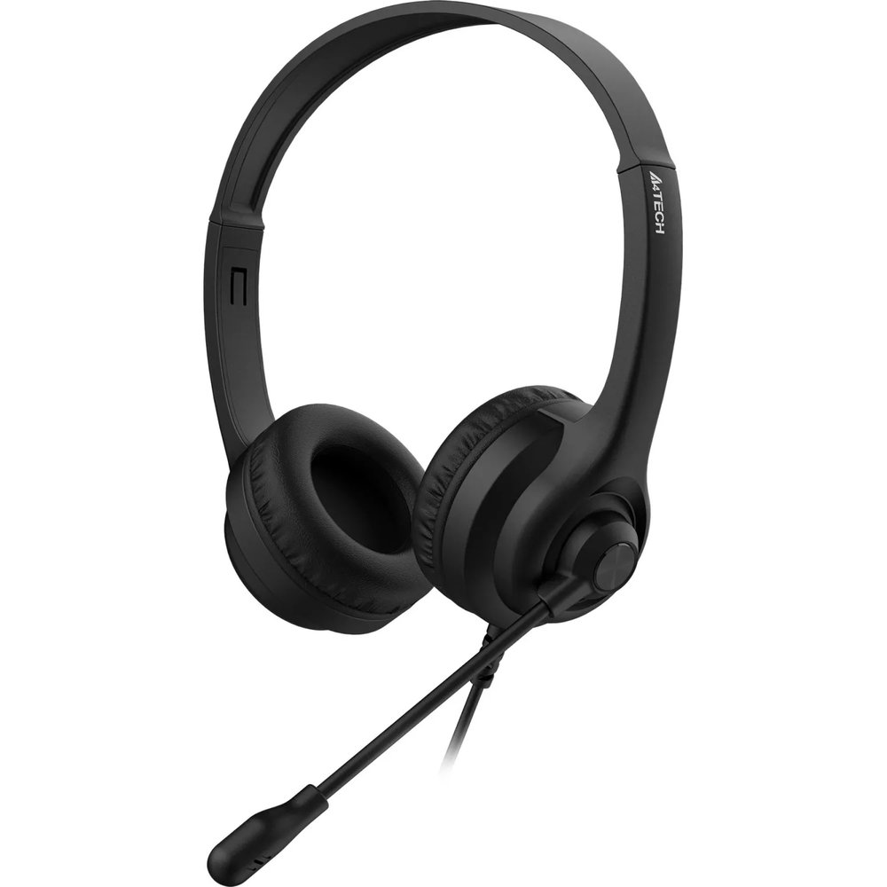 Гарнитура A4Tech HU-8 черный 2м накладные USB