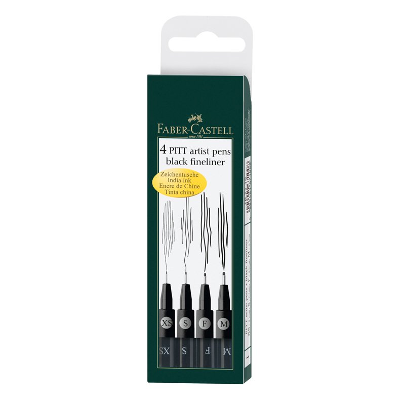Набор капиллярных ручек Faber-Castell Pitt Artist Pen 4 шт, 0.1/0.3/0.5/0.7 мм 167115