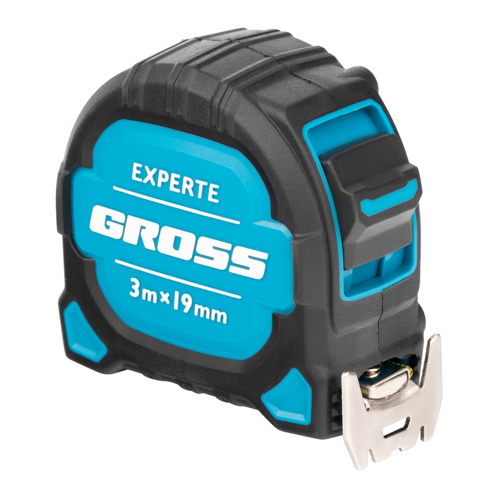 Рулетка GROSS Experte, 3 м x 19 мм, двухкомпонентный корпус, магнит, двухсторонняя разметка, нейлон 32574