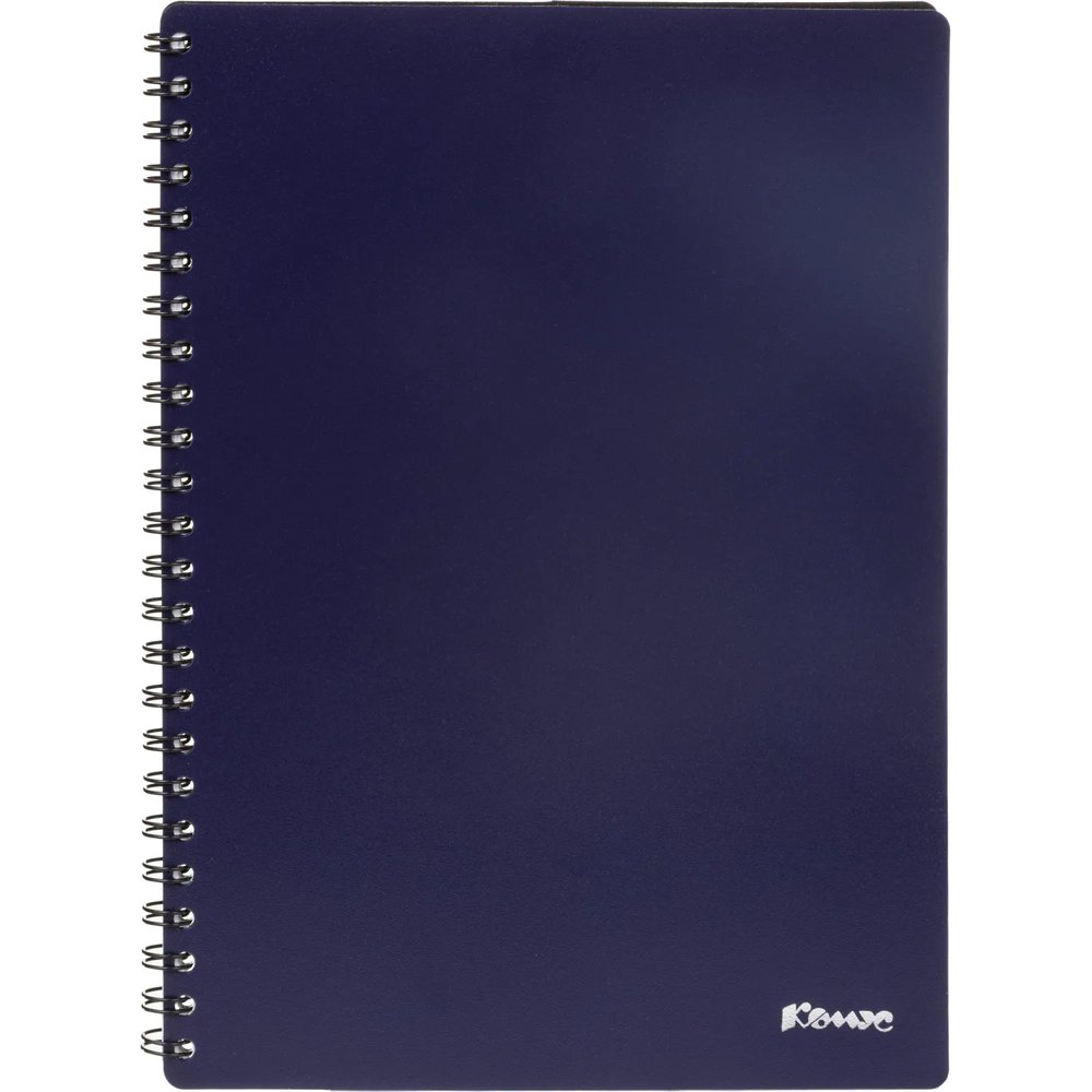 Бизнес-тетрадь Комус А5 60л, кл., обл.пластик, спираль, синяя Classic