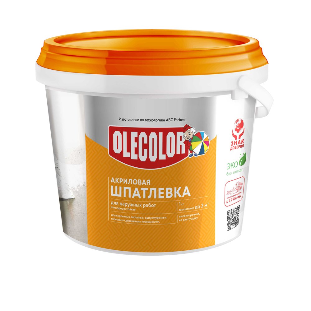 Акриловая шпатлевка OLECOLOR для наружных работ, 15 кг 4300000134