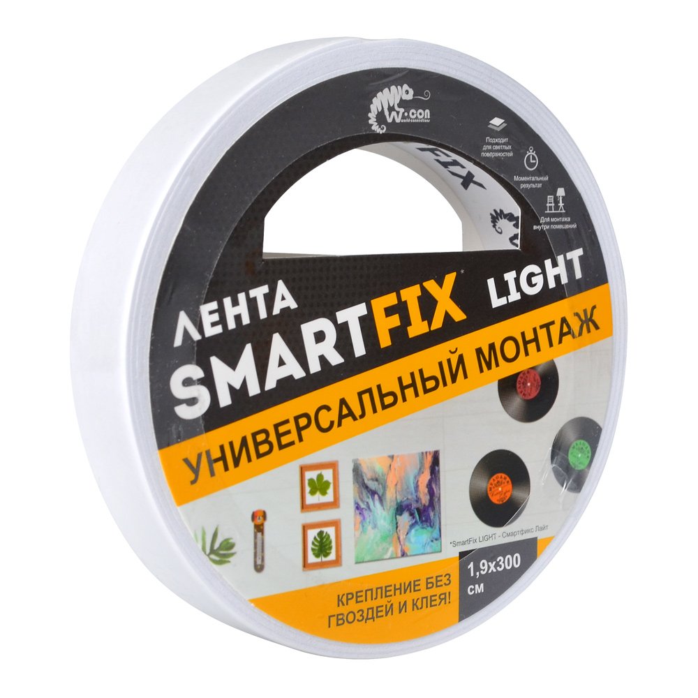 Лента двустороння вспененная Smart Fix W-con SmartFix LIGHT, 19 мм*3 м 134093