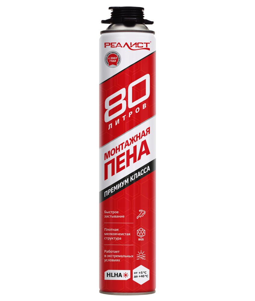 Пена монтажная REALIST PRO Red 80 л 4602009041044