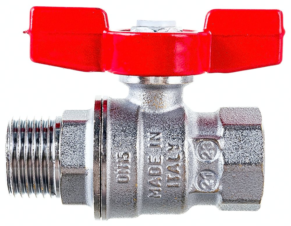 Шаровой кран Giacomini, R854, 1/2, ВН, ручка-бабочка красная, хромированный R854X023