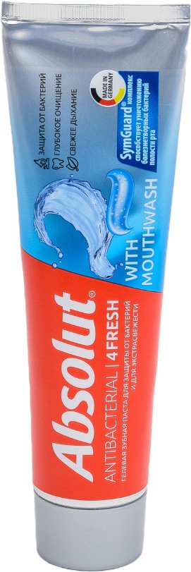 Зубная паста Absolut antibacterial 4FRESH, 110 г в пенале 8075