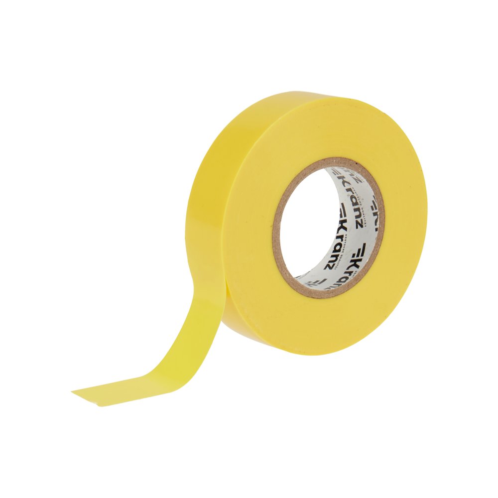 Профессиональная изолента ПВХ KRANZ 0,18х19 мм, 20 м, желтая KR-09-2802