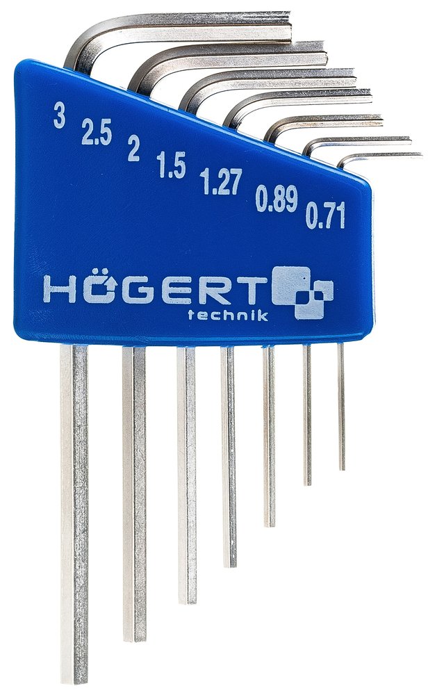 Набор шестигранных Г-образных ключей HOEGERT TECHNIK 0,71- 3 мм, CrV, 7 шт HT1W800