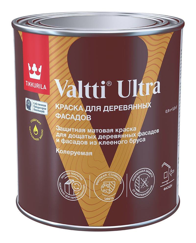 Краска для деревянных фасадов Tikkurila VALTTI ULTRA A мат 0,9л 700014128