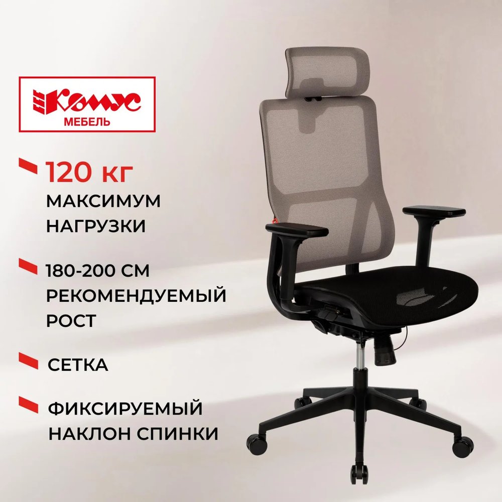 Кресло BN_Zm_EChair-601 MC сетка, серый/черный
