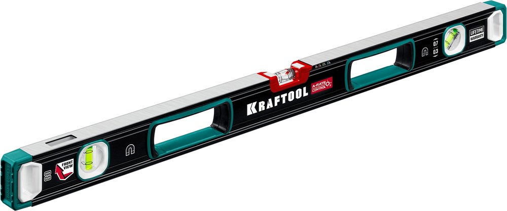 Магнитный сверхпрочный уровень KRAFTOOL A-RATE Control с зеркальным глазком, 800 мм 34988-80