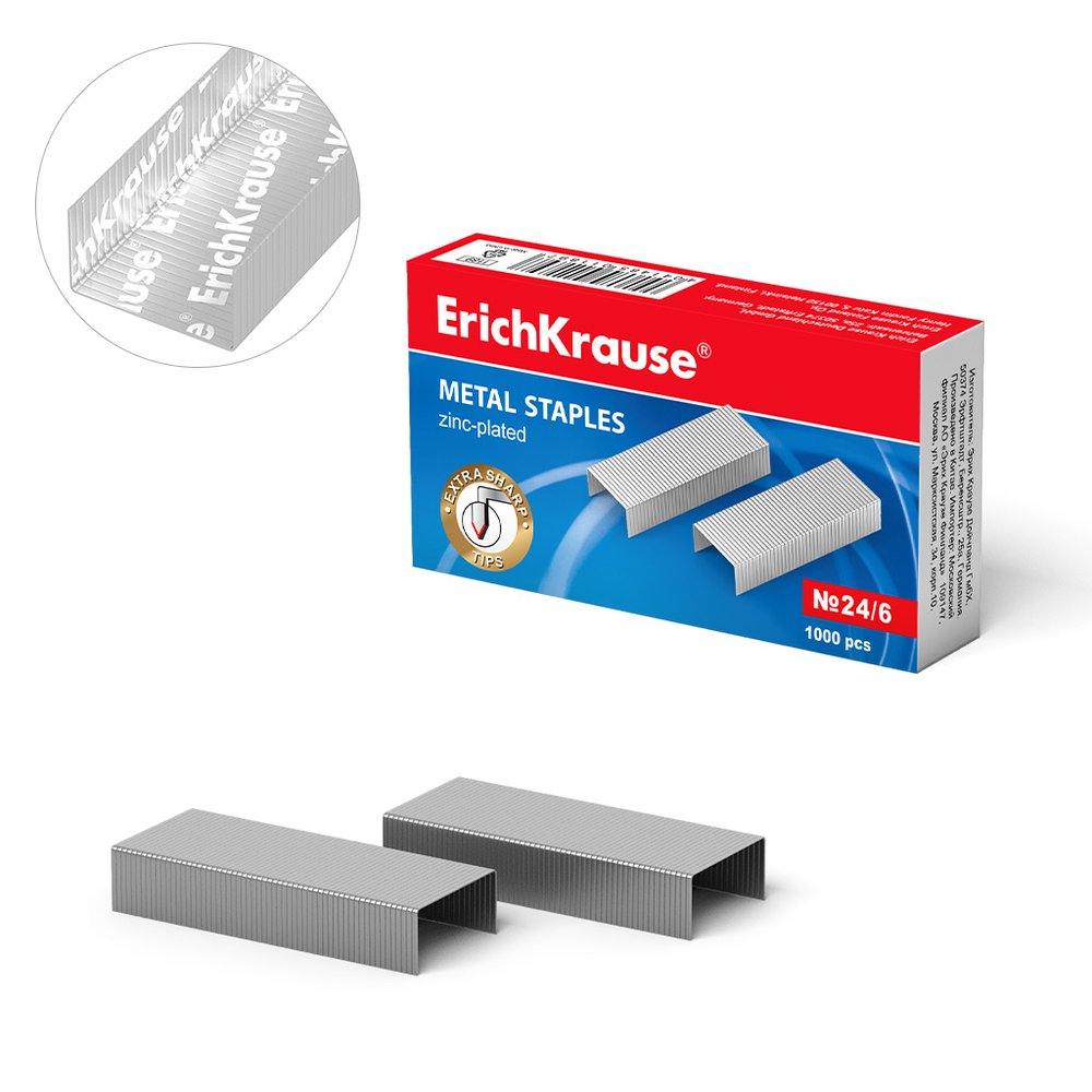 Скобы ErichKrause №24/6 (коробка 1000 шт) 1189