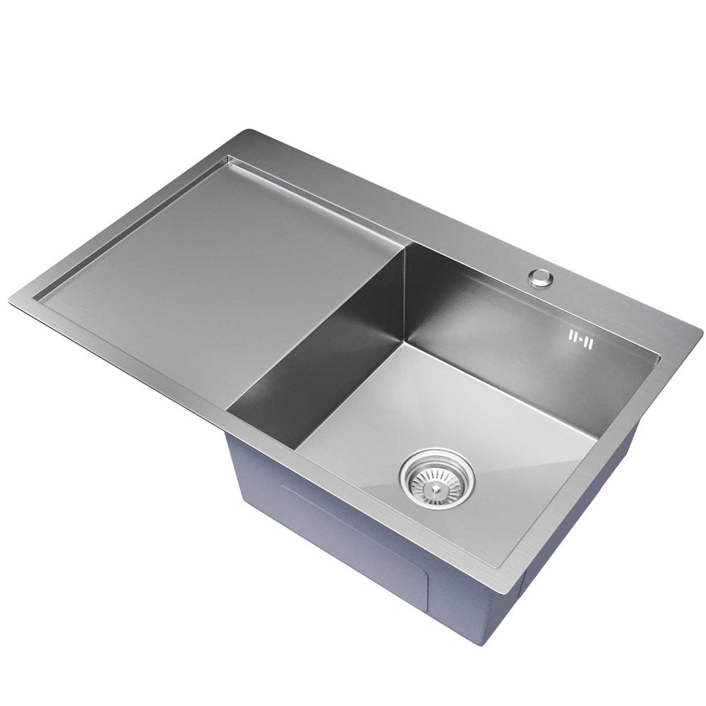 Мойка MIXLINE настольный монтаж 78x50 (3,0) правая, выпуск 3 1/2 pro 20см с сифоном (сатин) 551878