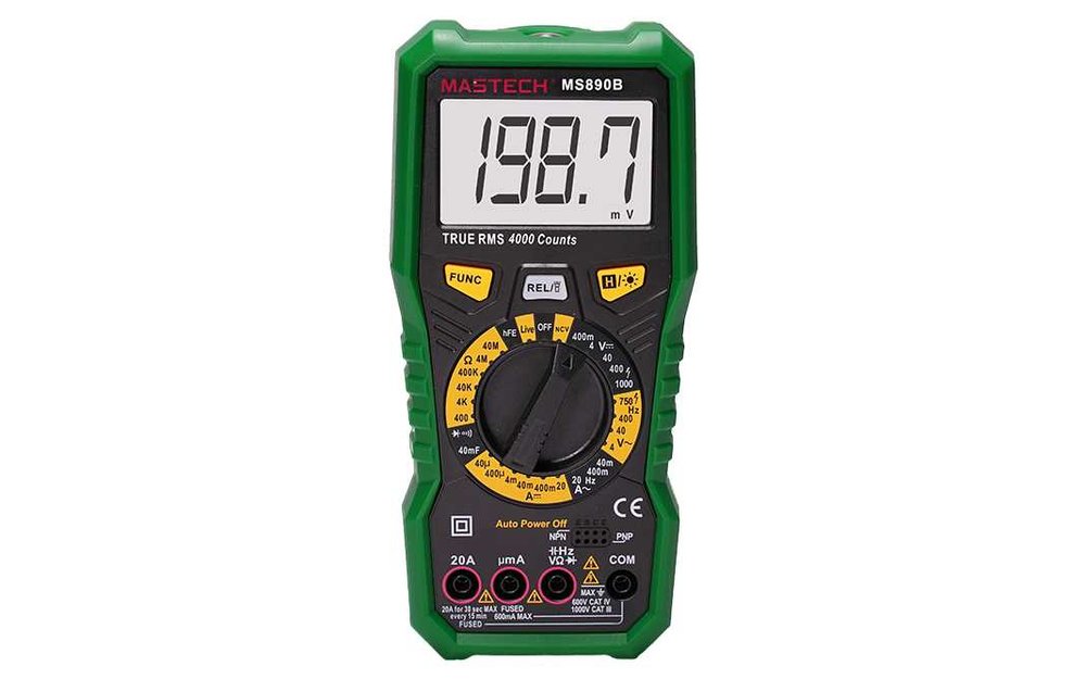Цифровой мультиметр Mastech MS890B 1000V 20A True RMS измер.ёмкость,частота,температ. +фонарь, разрядность 4000 00-00013949