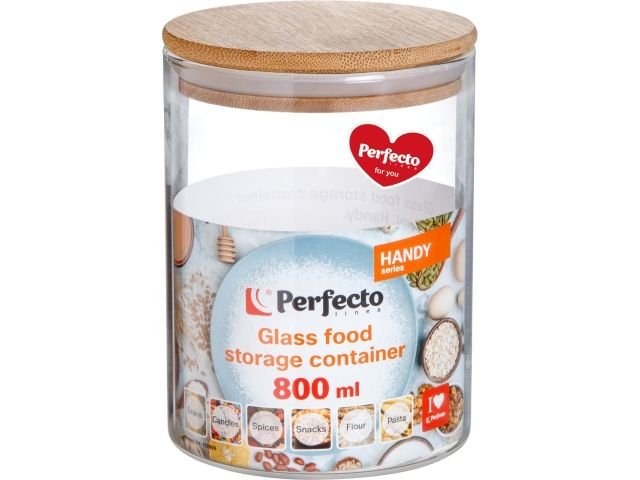 Стеклянная банка для сыпучих продуктов PERFECTO LINEA 800 мл, серия Handy 34-102800
