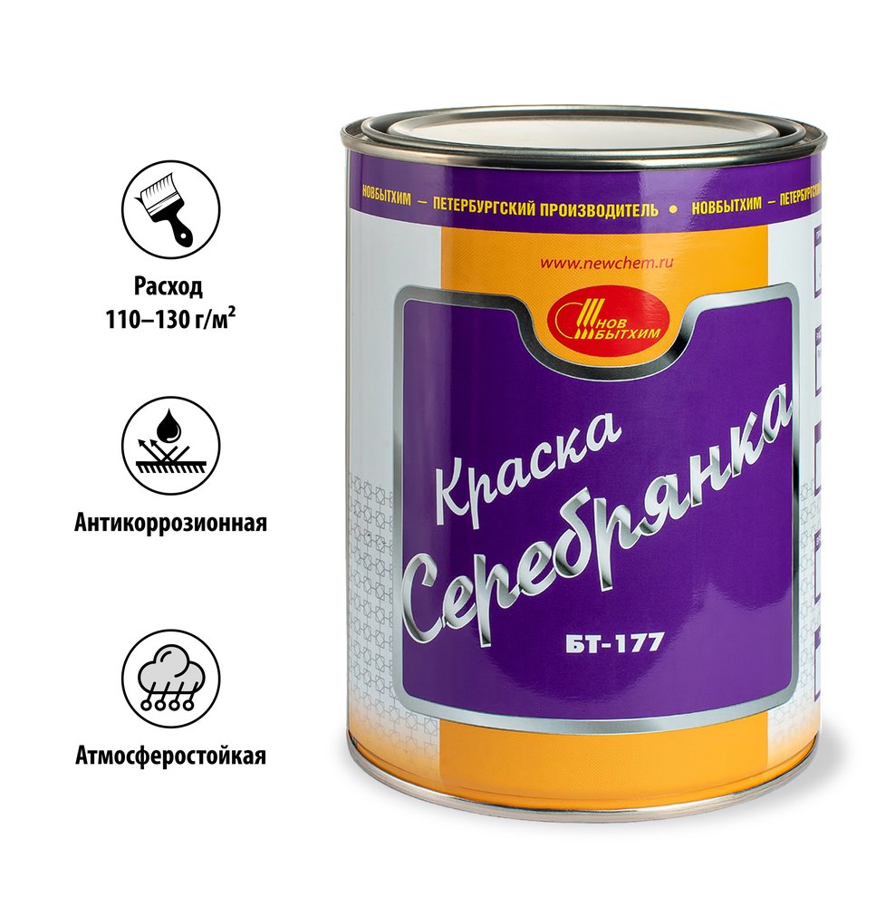 Краска БТ-177 НОВБЫТХИМ серебрянка 1л 81