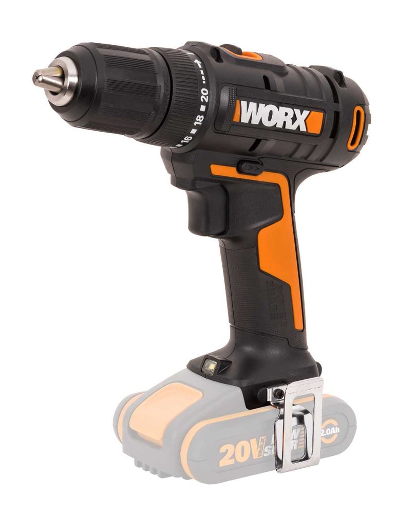 Аккумуляторная дрель-шуруповерт WORX 45Нм, 20В, без АКБ и ЗУ WX108.9