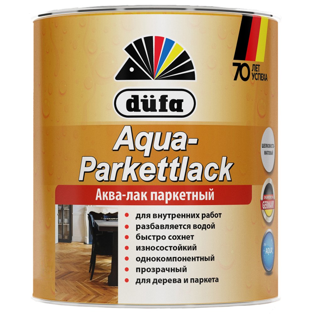 Лак Dufa AQUA-PARKETTLACK шелковисто-матовый 750 мл МП00-007541