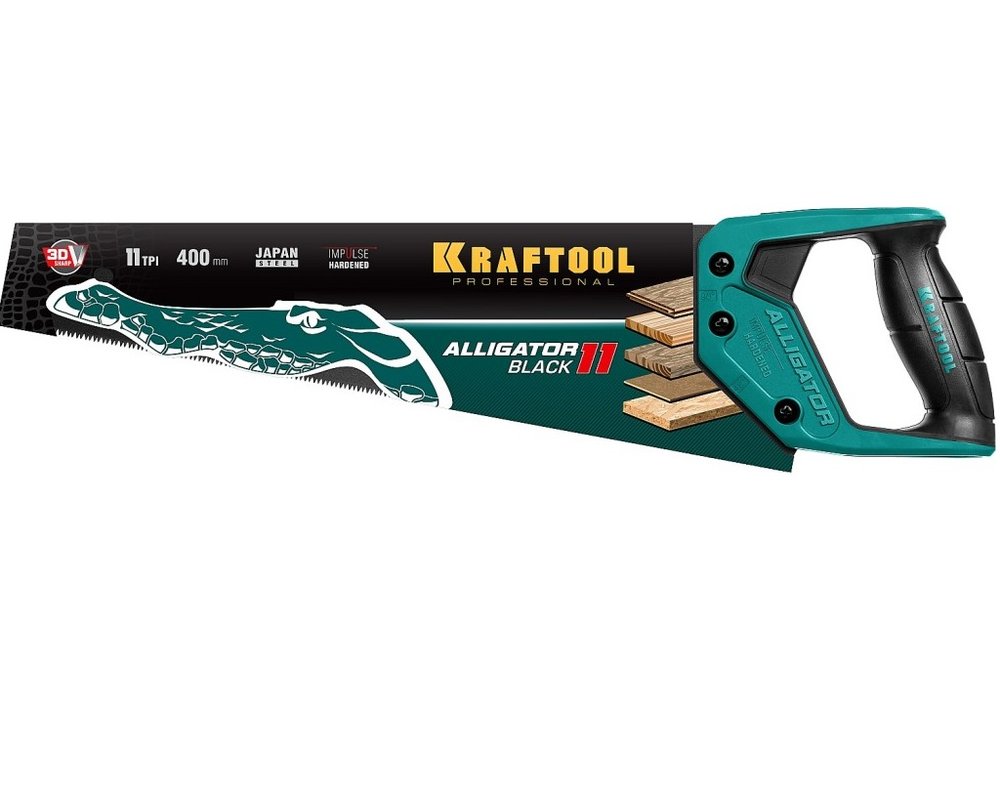 Ножовка для точного реза Kraftool 'Alligator BLACK', 400 мм, 11 TPI 3D зуб, 15205-40
