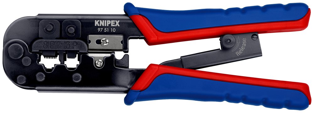 Пресс-клещи для штекеров KNIPEX RJ (Western), 2 гнезда, RJ 11/12, RJ 45, 190 мм, KN-975110SB