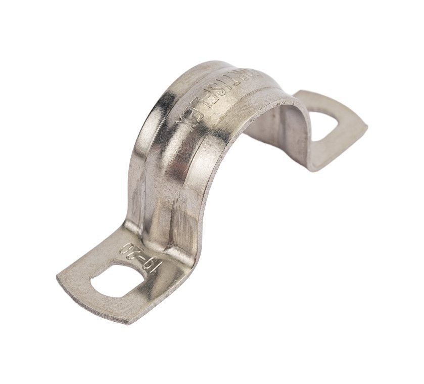 Металлическая двухлапковая скоба FORTISFLEX СМД INOX 19-20 мм 80135