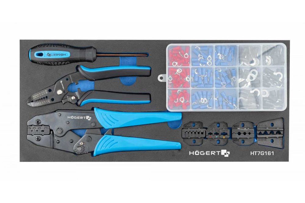 Набор обжимных клещей HOEGERT TECHNIK 158 шт, ложемент eva HT7G161