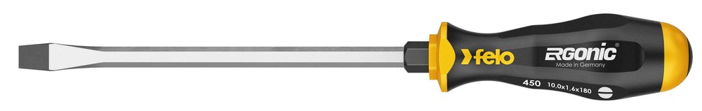 Плоская шлицевая ударная отвертка Felo Ergonic 10,0X1,6X180 45010040