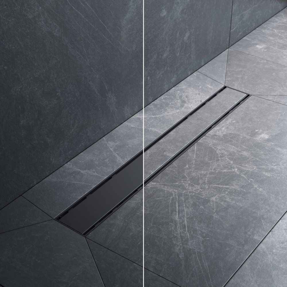 Линейный трап для душа AM.PM PrimeFlow универсальный затвор Tile 60см цвет черный мат W02SC-U11-060-04BM