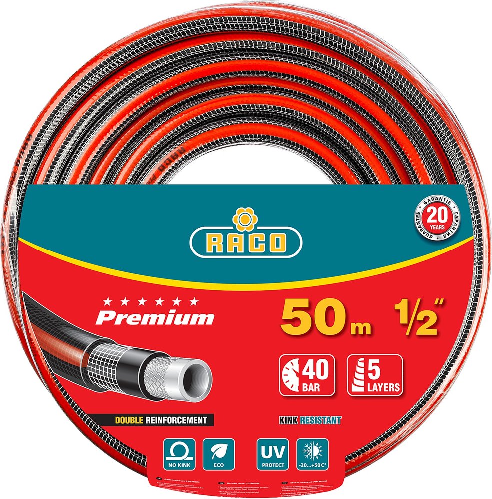 Поливочный армированный 5-ти слойный шланг Raco PREMIUM 1/2'x50м 40300-1/2-50_z01