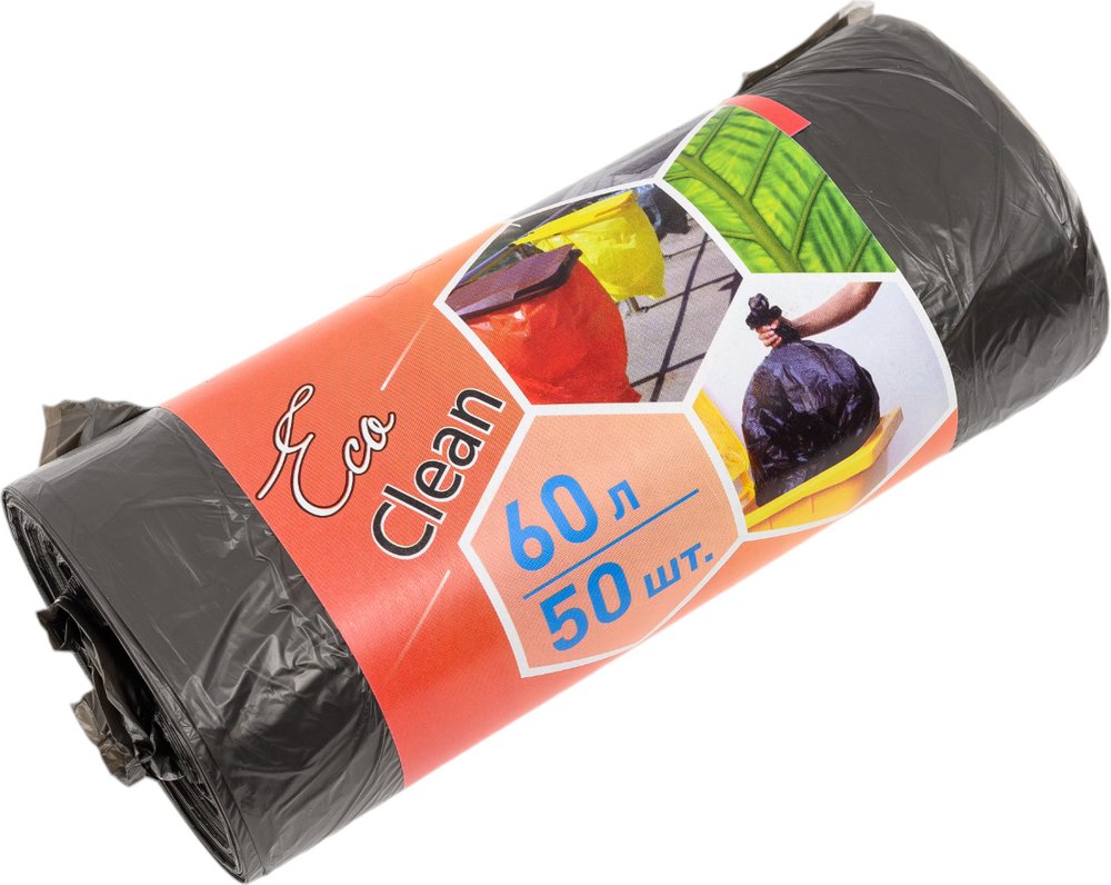 Мешки для мусора Ecoclean (60 л, 50 шт, ПНД, 58х65 см, 6 мкм) Концепция Быта 01657