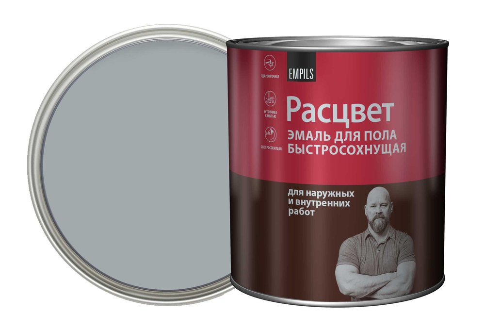 Эмаль для бетонных полов Расцвет серая, 2.7 кг 70692