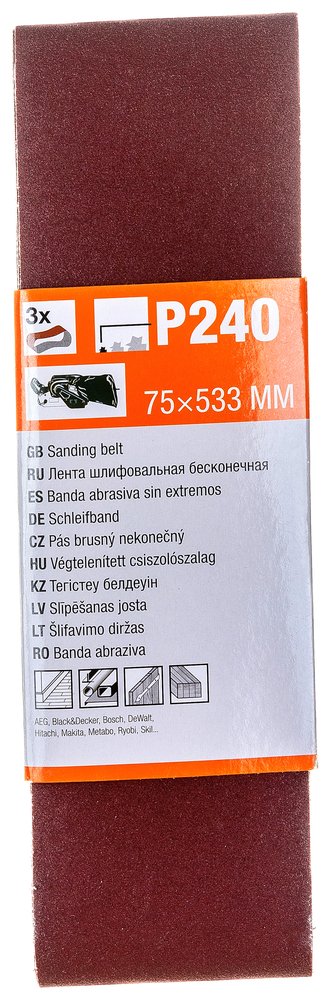 Шлифлента 3 шт, 75x533 мм, Р240 GEPARD GP5009-240