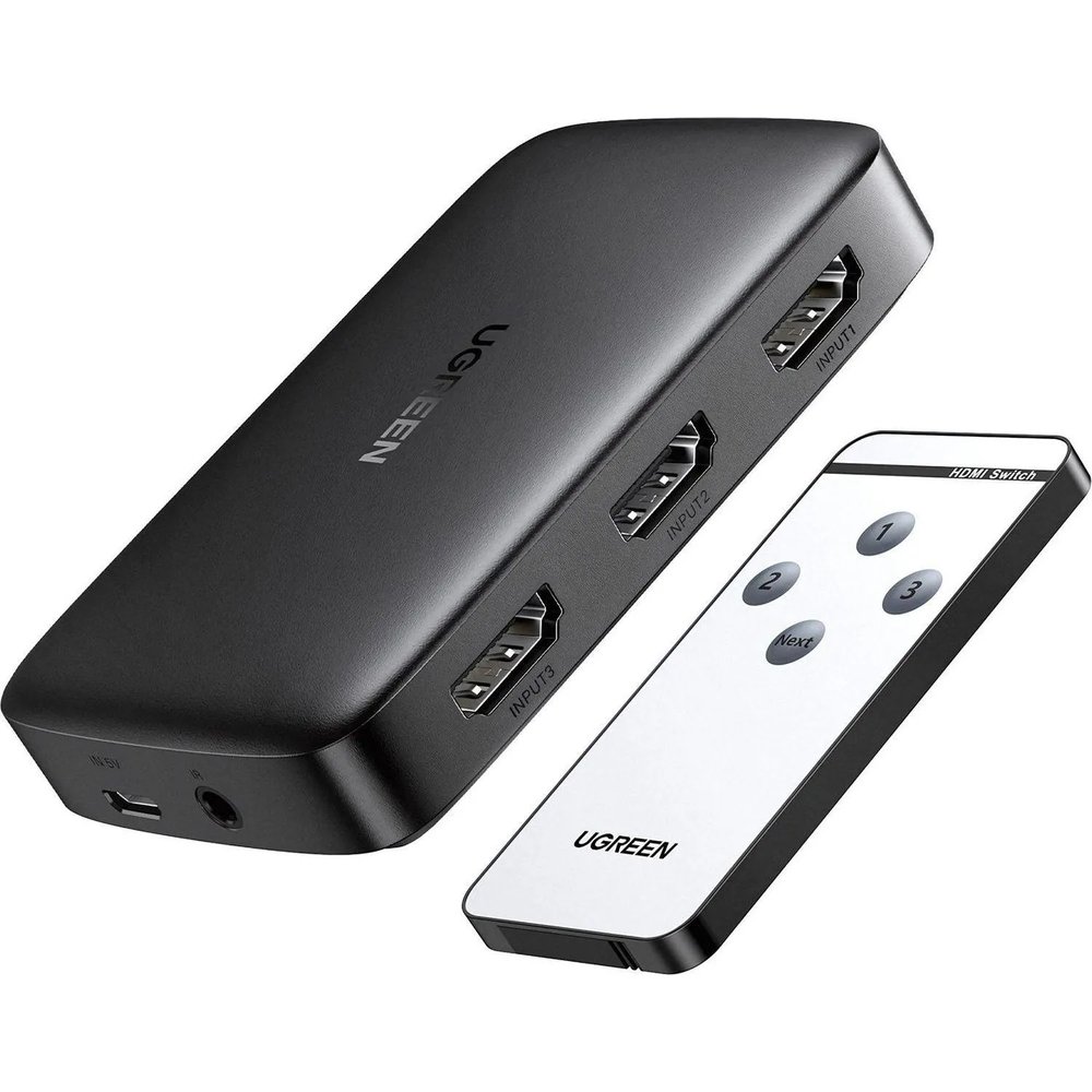 Разветвитель UGREEN CM332 3xHDMI 1.4. 4K с пультом ДУ (80125)