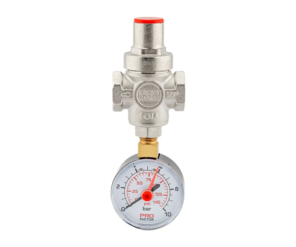 Редуктор давления  PROFACTOR поршневой, c манометром 1/2' PF PRV 251.15G