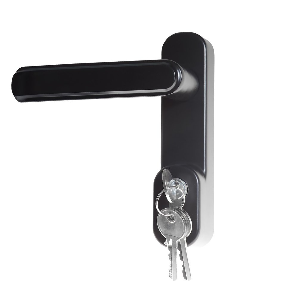 Внешняя нажимная ручка для противопожарных дверей Doorlock v pd700/h2 серия variant, черная, с цилиндром, толщина двери до 105 мм, накл. 77006