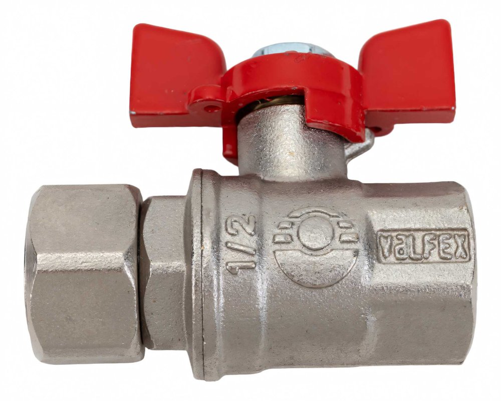 Шаровой кран VALFEX PREMIUM для воды, с накидной гайкой, 1/2' ВР/ВР, бабочка VF.241.NB1.012.PREMIUM
