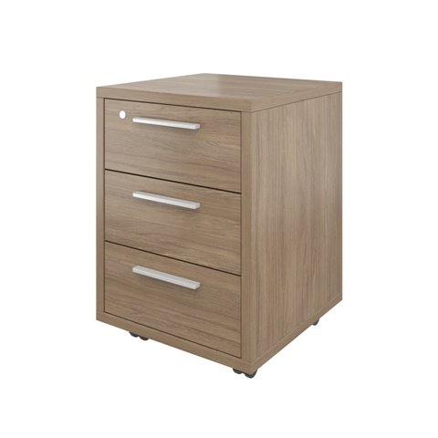 Тумба Монолит Дублин выкатная (3 ящика с замком) 450x450x600 Дуб кофейный37 ДБ17.С37