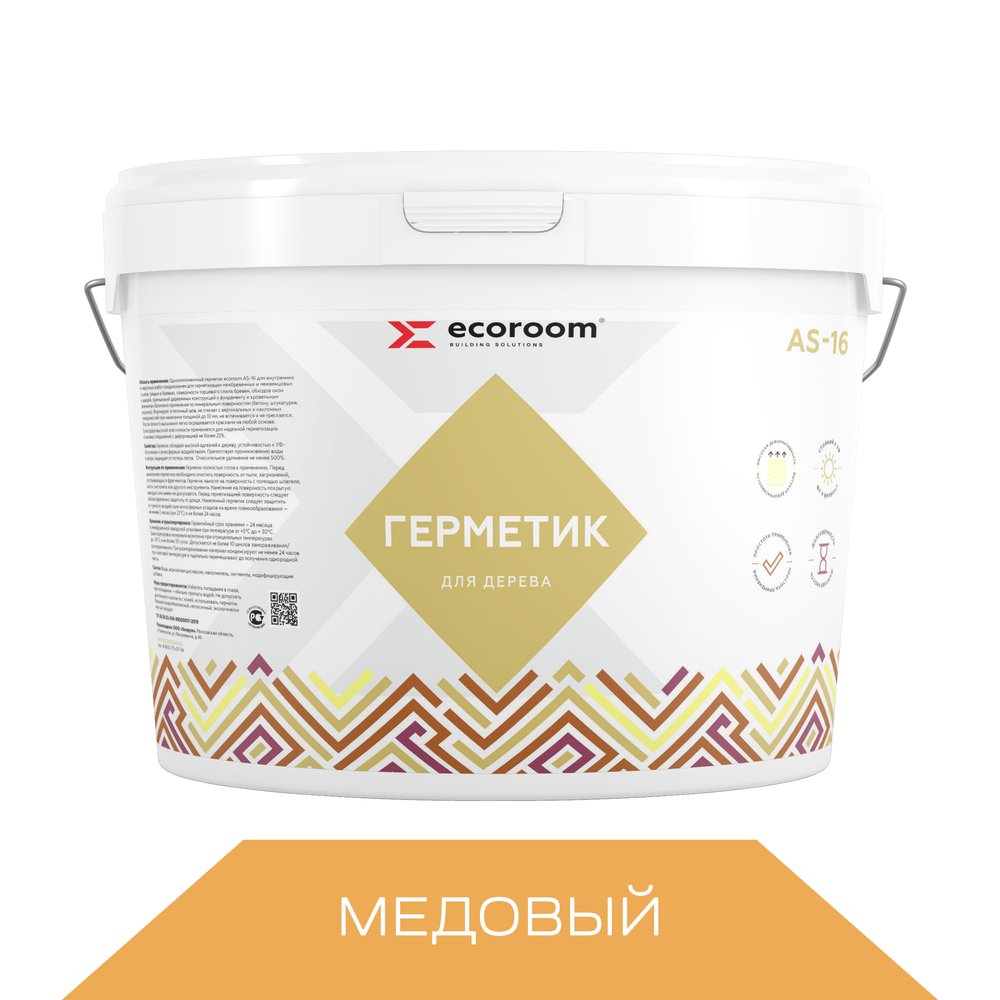 Герметик акриловый ECOROOM AS-16 для дерева, медовый, 3 кг 225-1-3/мед