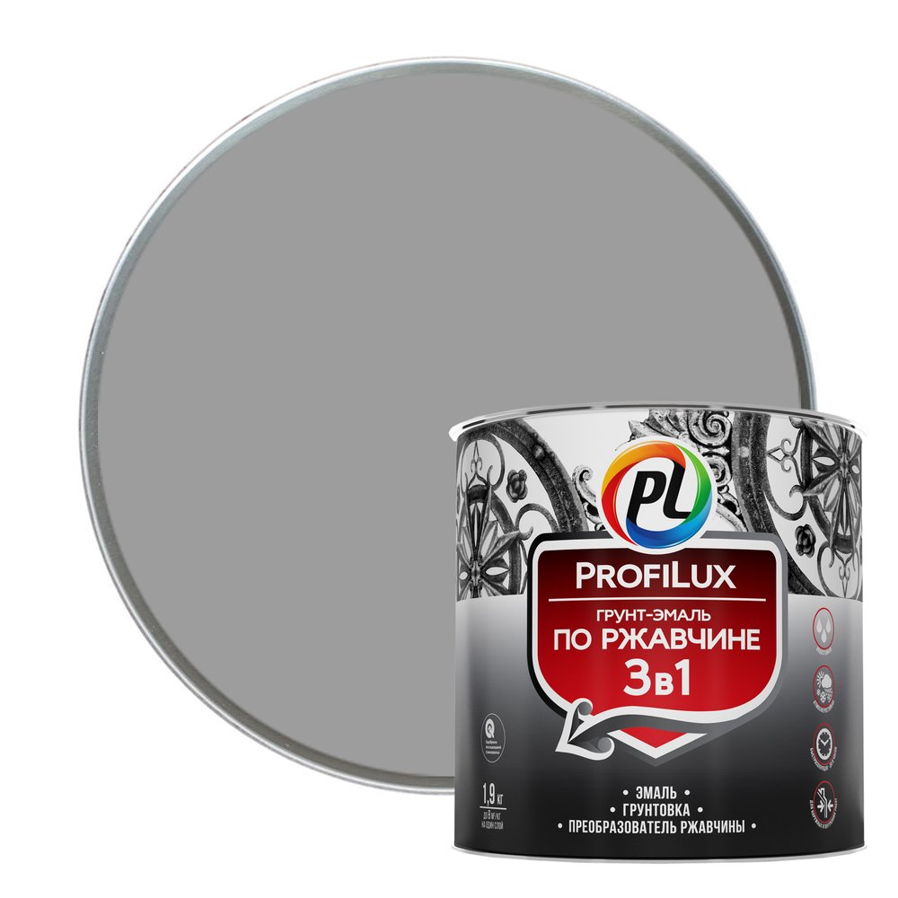 Грунт-эмаль Profilux по ржавчине 3в1 серая 1,9 кг Н0000005011
