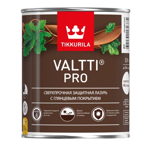 Лазурь Tikkurila VALTTI PRO сверхпрочная, защитная, глянцевая, орех 2,7л 52777 700010331