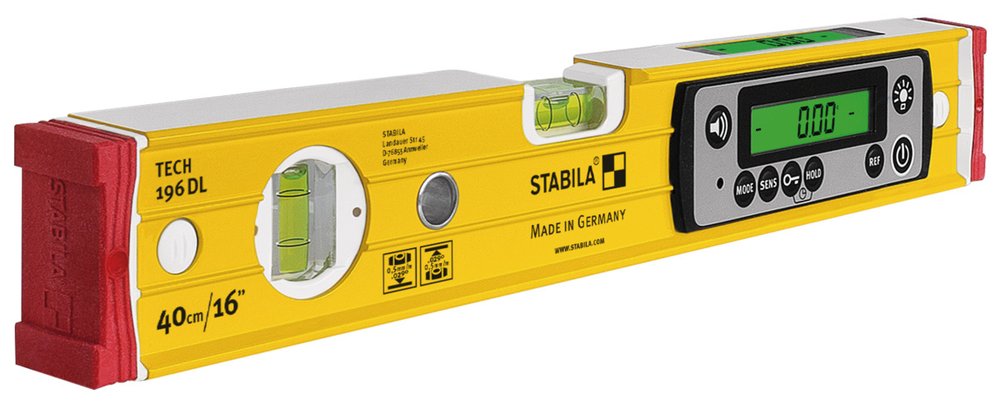 Уровень STABILA tech 196 dl, 40см (ip 67, 1верт.,1гориз., 2 жк диспл.,точн. 0,5 мм/м), шт 19830