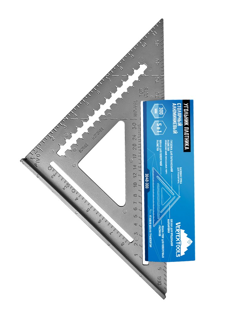 Столярный угольник плотника vertextools алюминий, 300мм 3040-300