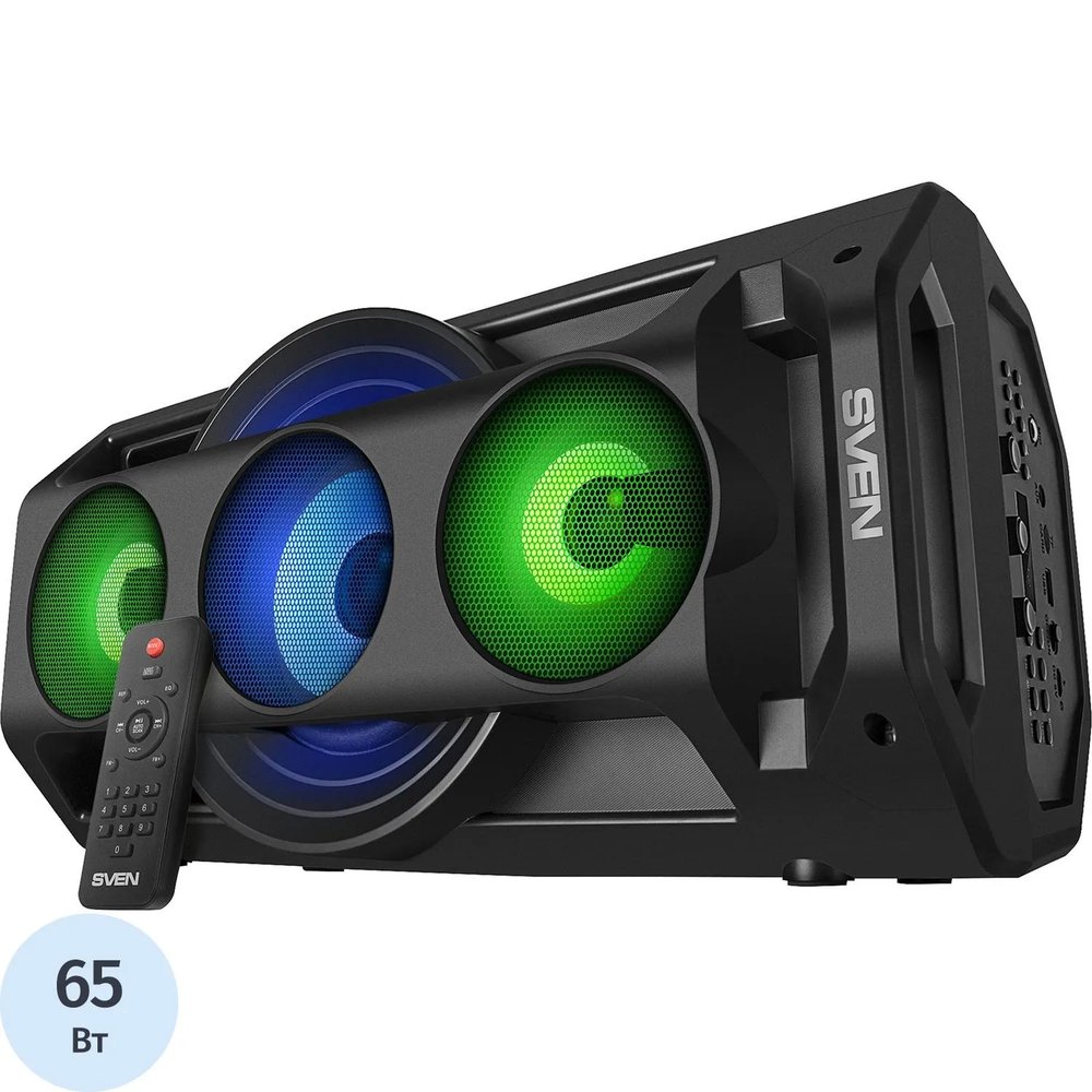 Акустическая система Sven PS-680, 2x32.5Вт, FM/USB/microSD, LED пульт,аккум