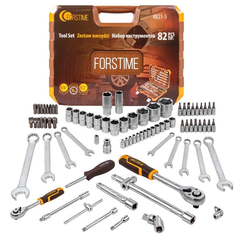 Набор инструментов FORSTIME 82пр.1/4'',1/2''(6гр.) FT-4821-5(52555)